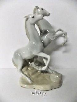 Porcelain Statue 2 Rearing Stallions Porceval Made in Spain Extremely Rare