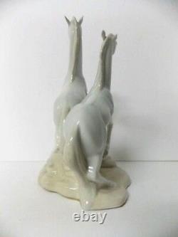 Porcelain Statue 2 Rearing Stallions Porceval Made in Spain Extremely Rare