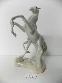 Porcelain Statue 2 Rearing Stallions Porceval Made in Spain Extremely Rare