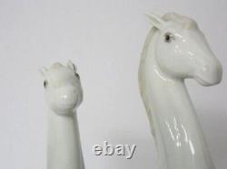 Porcelain Statue 2 Rearing Stallions Porceval Made in Spain Extremely Rare