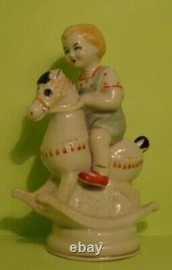 Porcelain figurine BOY ridingd Horse Ukrainian USSR Soviet