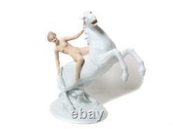 Porcelain figurine Naked girl on a white horse. Germany, Wallendorf