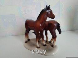 Porcelain figurine of a Horse. A pair of foals. Horses. GDR. Hertwig Karzhutte