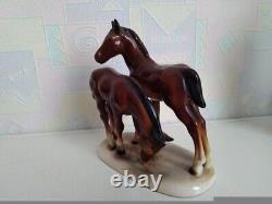 Porcelain figurine of a Horse. A pair of foals. Horses. GDR. Hertwig Karzhutte