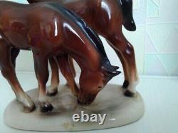 Porcelain figurine of a Horse. A pair of foals. Horses. GDR. Hertwig Karzhutte