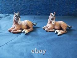 Porcelain horse figurines 2, in pair. Brown and white. Kaiser german