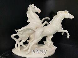 Pre-1945 Karl Ens Porcelain Rearing Horse Sculpture with Green Windmill Mark