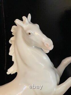 Pre-1945 Karl Ens Porcelain Rearing Horse Sculpture with Green Windmill Mark