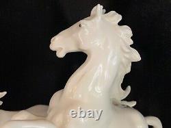 Pre-1945 Karl Ens Porcelain Rearing Horse Sculpture with Green Windmill Mark