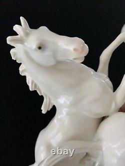 Pre-1945 Karl Ens Porcelain Rearing Horse Sculpture with Green Windmill Mark