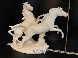 Pre-1945 Karl Ens Porcelain Rearing Horse Sculpture with Green Windmill Mark