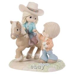 Precious Moments Boy Giving Flower to Girl on Horse Figurine Love Leads the Way