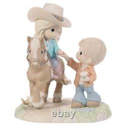 Precious Moments Boy Giving Flower to Girl on Horse Figurine Love Leads the Way