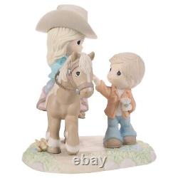 Precious Moments Boy Giving Flower to Girl on Horse Figurine Love Leads the Way