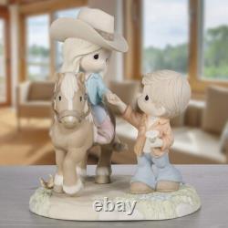 Precious Moments Boy Giving Flower to Girl on Horse Figurine Love Leads the Way