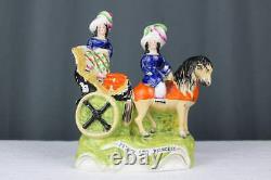 Prince and Princess 1800's Staffordshire porcelain figurine, horse & carriage