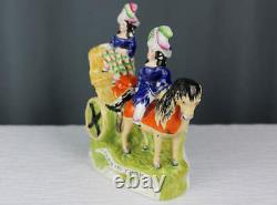 Prince and Princess 1800's Staffordshire porcelain figurine, horse & carriage