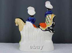 Prince and Princess 1800's Staffordshire porcelain figurine, horse & carriage