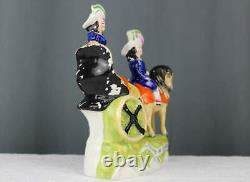 Prince and Princess 1800's Staffordshire porcelain figurine, horse & carriage