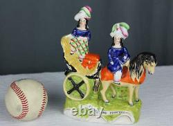 Prince and Princess 1800's Staffordshire porcelain figurine, horse & carriage