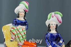 Prince and Princess 1800's Staffordshire porcelain figurine, horse & carriage