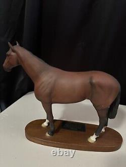 RARE BESWICK Connoisseur NIJINSKY Race Horse Ceramic Figure Wooden Base