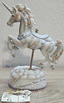 RARE Enesco Grande Carousel Imagination Knows No Bounds Musical Rocking Unicorn