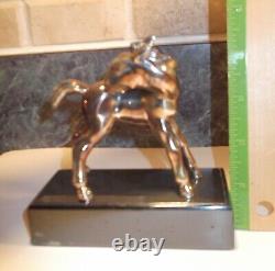 RARE & FANTASTIC Vintage JENNINGS BROS. Baby Horse, Colt, Metal Statue Bookend