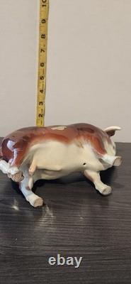 RARE HAGEN RENAKER LARGE HEREFORD BULL FIGURE DOMINO cow Figurine