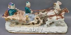 RARE Large BIRKS Scheibe Alsbach Porcelain Horse Carriage Figural Group Sled