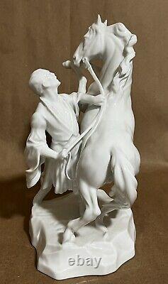 RARE Large Porcelain Herend 5470 12 Man With Rearing Horse Lipizzaner Stallion