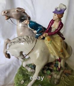 RARE Lt. Ed. 58/375 Capodimonte Luigi Fabris Man & Lady withHorses OUTSTANDING