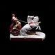 Rare Royal Dux Porcelain Roman Chariot And Horses Large Figurine In Burgundy