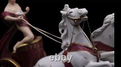 RARE Royal Dux Porcelain Roman Chariot and Horses Large Figurine in Burgundy