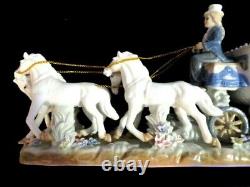 RARE-SORELLE PORCELAIN COACH With SEATED FIGURINES DRIVER With4 HORSES 17 x 8 x 5