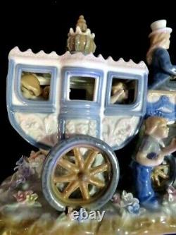 RARE-SORELLE PORCELAIN COACH With SEATED FIGURINES DRIVER With4 HORSES 17 x 8 x 5