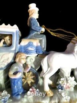 RARE-SORELLE PORCELAIN COACH With SEATED FIGURINES DRIVER With4 HORSES 17 x 8 x 5