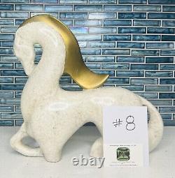 RARE/VINTAGE JARU DESIGN MCM ART DECO Gold Off-WHITE CERAMIC HORSE SCULPTURE