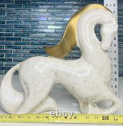 RARE/VINTAGE JARU DESIGN MCM ART DECO Gold Off-WHITE CERAMIC HORSE SCULPTURE