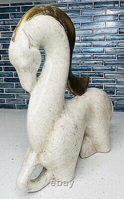 RARE/VINTAGE JARU DESIGN MCM ART DECO Gold Off-WHITE CERAMIC HORSE SCULPTURE