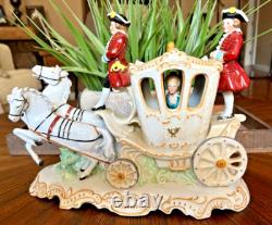RARE Victorian Wallendorf Germany Porcelain Horse Drawn Carriage Buggy WOW B14