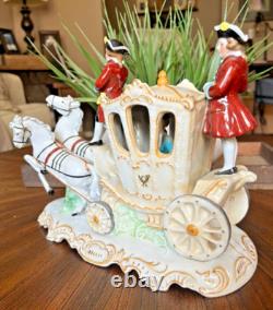 RARE Victorian Wallendorf Germany Porcelain Horse Drawn Carriage Buggy WOW B14