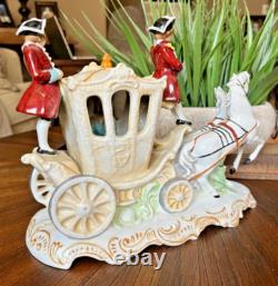 RARE Victorian Wallendorf Germany Porcelain Horse Drawn Carriage Buggy WOW B14