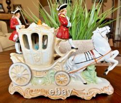 RARE Victorian Wallendorf Germany Porcelain Horse Drawn Carriage Buggy WOW B14