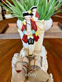 RARE Victorian Wallendorf Germany Porcelain Horse Drawn Carriage Buggy WOW B14
