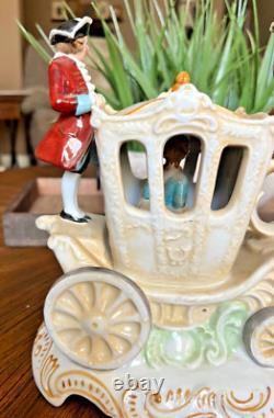 RARE Victorian Wallendorf Germany Porcelain Horse Drawn Carriage Buggy WOW B14