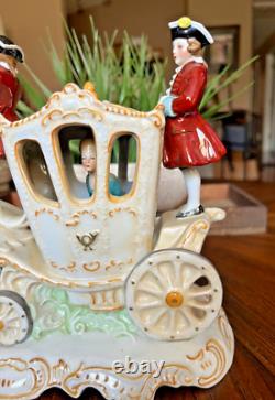 RARE Victorian Wallendorf Germany Porcelain Horse Drawn Carriage Buggy WOW B14