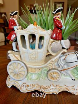 RARE Victorian Wallendorf Germany Porcelain Horse Drawn Carriage Buggy WOW B14