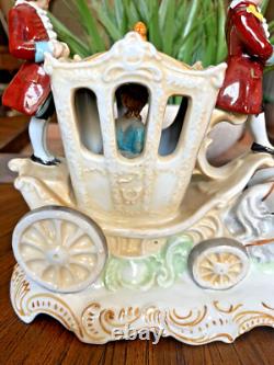RARE Victorian Wallendorf Germany Porcelain Horse Drawn Carriage Buggy WOW B14