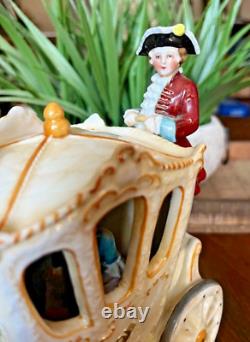 RARE Victorian Wallendorf Germany Porcelain Horse Drawn Carriage Buggy WOW B14